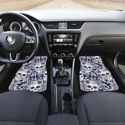 Chic Skull Floral Car Floor Mats - Wnkrs