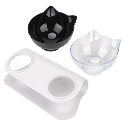 Ergonomic Double Bowls Pet Feeder with Raised Stand for Cats and Dogs