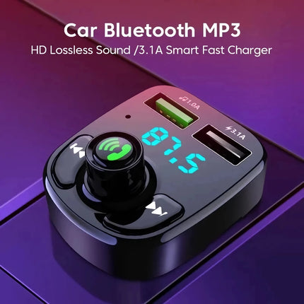 Transmisor FM Bluetooth para automóvil con MP3 y LED, cargador USB dual y llamadas manos libres