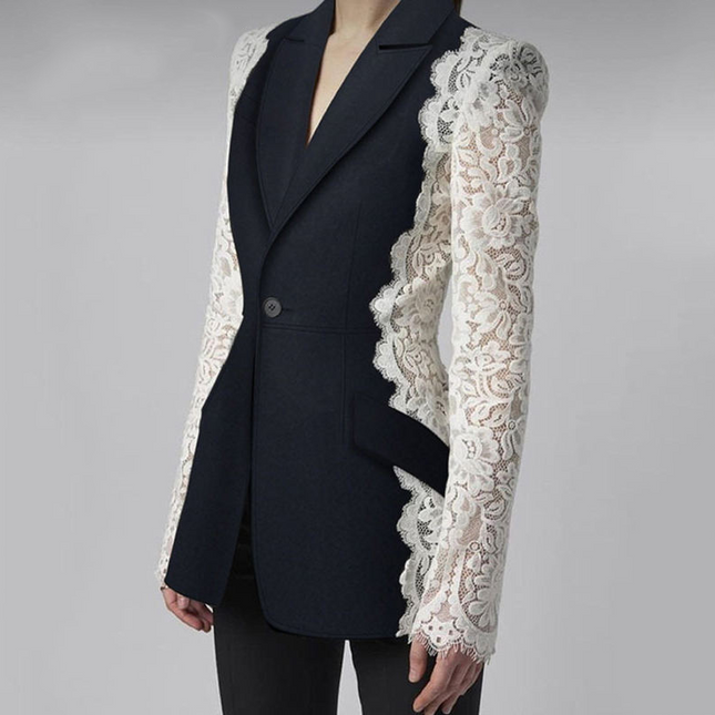 Blazer patchwork en dentelle pour femme