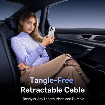 Cargador de coche de 60 W con cable retráctil con resorte