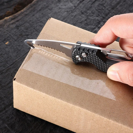 Compact Multi-Tool Keychain Knife with Serrated Hook