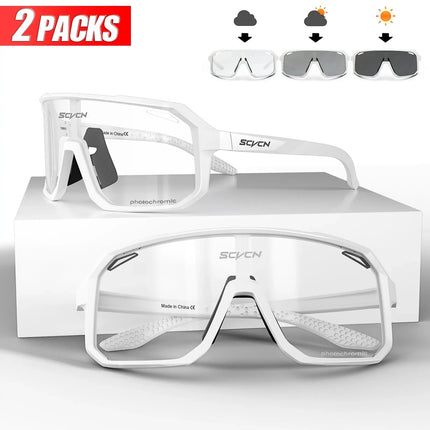 Paquete de 2 gafas de sol fotocromáticas para ciclismo: unisex, ajustables y con protección UV400