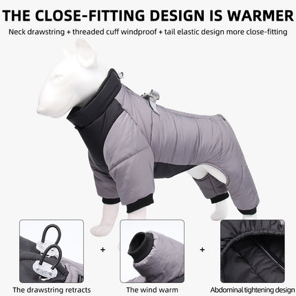 Manteau d'hiver imperméable pour chien avec anneau en D 