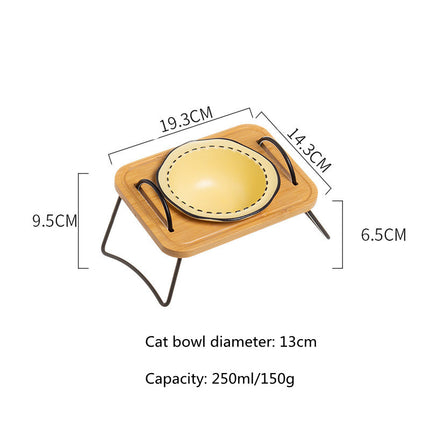 Gamelle en céramique pour chien et chat avec support en bois 