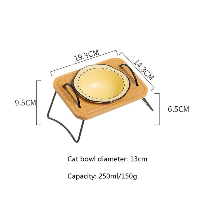 Gamelle en céramique pour chien et chat avec support en bois 