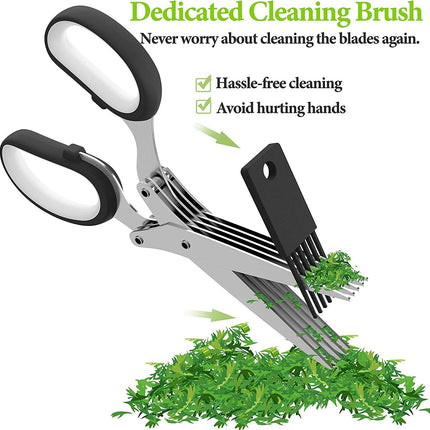 Herb Scissors With Multi Blades Stainless Steel Fast Cutting Shear Kitchen Tool - Wnkrs