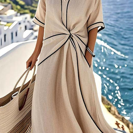 Vestido largo holgado con estampado de rayas para mujer