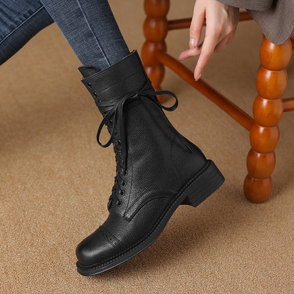 Bottines Chelsea à lacets en cuir pour automne et hiver