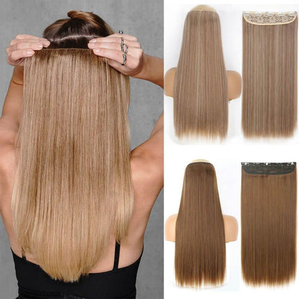 Extensiones de cabello sintético largo y liso con clip