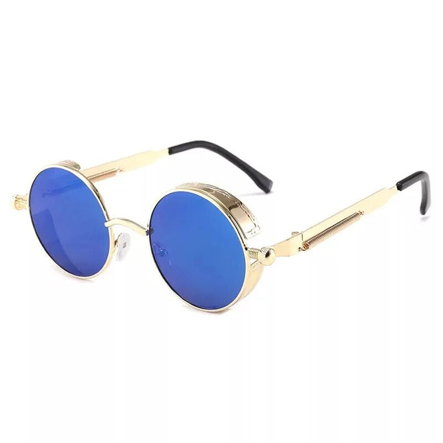 Lunettes de soleil rondes de luxe Steampunk pour hommes et femmes