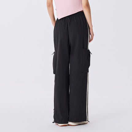 Pantalon large décontracté à taille élastique et cordon de serrage pour femme