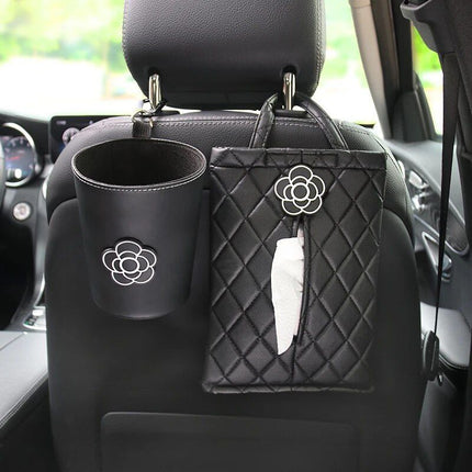 Chic Camellia Car Trash Bin - Compact Garbage Bag for Auto Vent & Headrest - Wnkrs