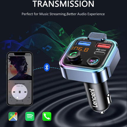 Transmisor FM Bluetooth 5.3 con carga rápida de 48 W y llamadas manos libres