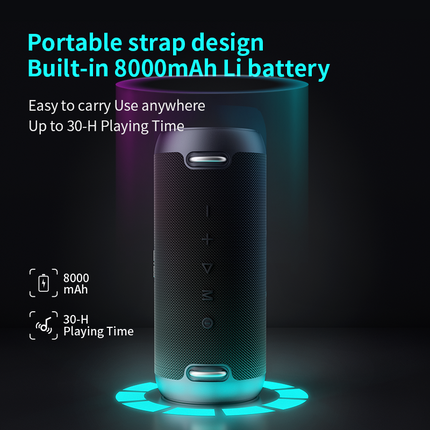 Portable 60W High-Power Bluetooth Speaker with Dynamic Light Display and IPX8 Waterproof
