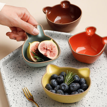 Cute Cartoon Ceramic Snack & Sauce Dish Set