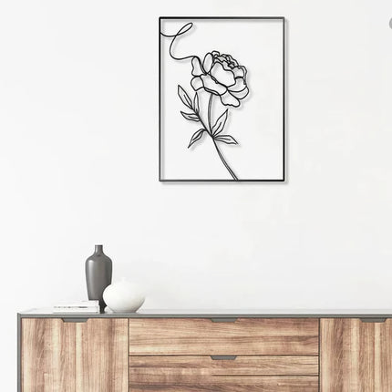 Décoration murale en fer avec fleur de rose minimaliste abstraite