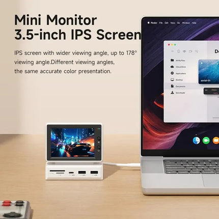 Minipantalla IPS de 3,5 pulgadas con concentrador USB-C para computadora portátil y PC