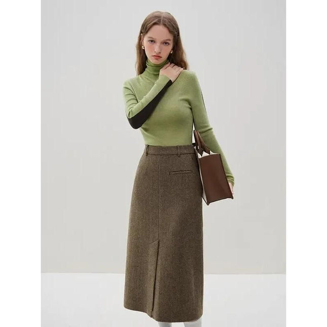 Elegant Wool Blazer Skirt Set for Women
