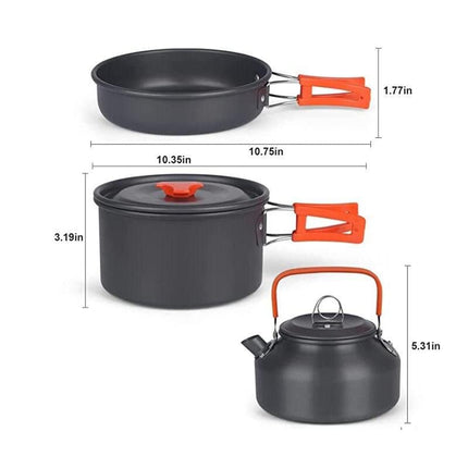 Portable Aluminum Camping Cookware Set - Nonstick Outdoor Cooking Gear for Hiking, Picnics & BBQ - Wnkrs