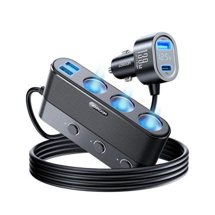 Chargeur de voiture USB C 7 ports 139 W avec charge rapide et adaptateur allume-cigare