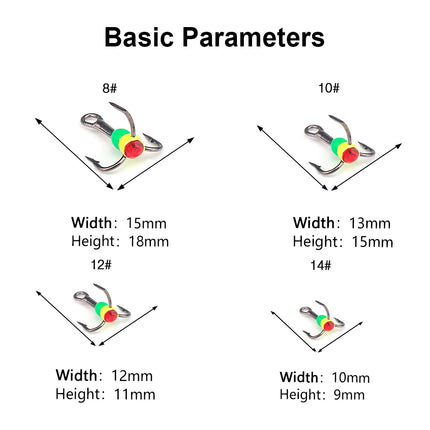 5 anzuelos triples de acero con alto contenido de carbono para pesca en hielo