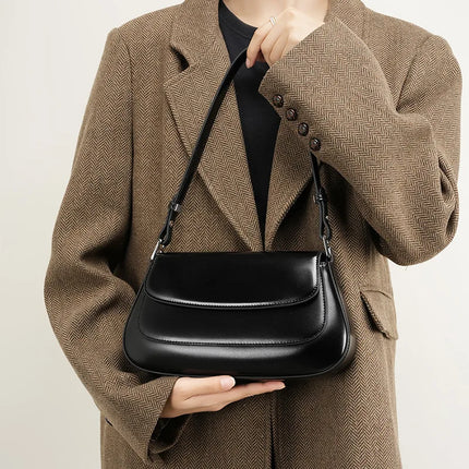 Sac à bandoulière vintage de luxe en cuir véritable pour femme – Sac à main en cuir de vache de haute qualité