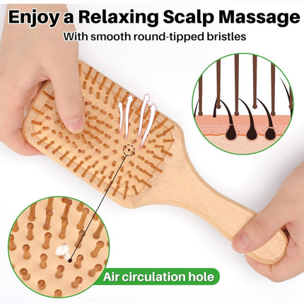 Wooden Bamboo Paddle Cushion Hair Brush