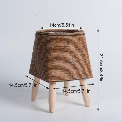 Elegant Nordic-Style Woven Plant Stand with Wooden Legs - Wnkrs