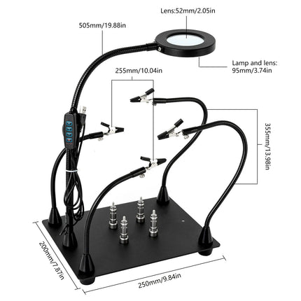 Magnetic Helping Hands Soldering Station - Precision Soldering Tool with LED Light and Magnifier - Wnkrs