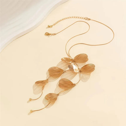 Kpop Flower Petal Pendant Choker Necklace for Women