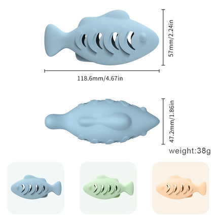 Jouet en silicone en forme de poisson et d'herbe à chat avec fuite de nourriture