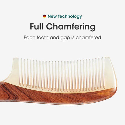 Natural Wood and Horn Fine Tooth Anti-Static Hair Comb - Wnkrs