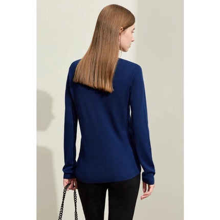 Pull décontracté à col en U minimaliste et coupe ajustée pour le printemps