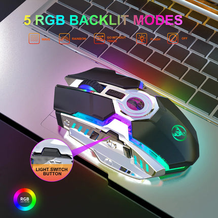 T30 2.4G Wireless Gaming Mouse 7-Button RGB Backlit 2400DPI Rechargeable