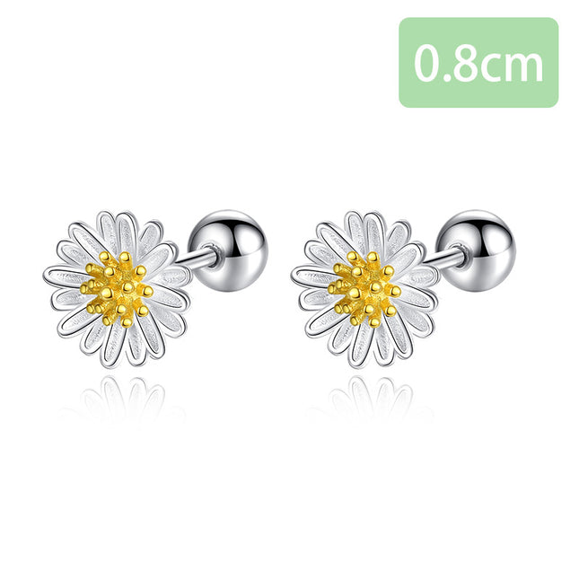 Boucles d'oreilles à tige en argent sterling avec petites marguerites