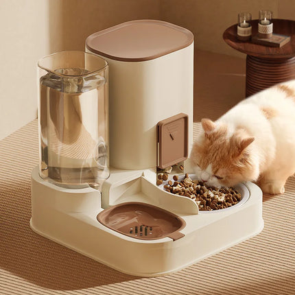 Mangeoire automatique pour chat en céramique et PP avec distributeur d'eau de grande capacité