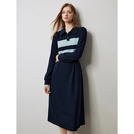 Robe décontractée à rayures avec col polo pour femme