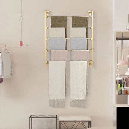 Gold 5-Tier Wall Mounted Scarf & Accessory Organizer Rack - Wnkrs