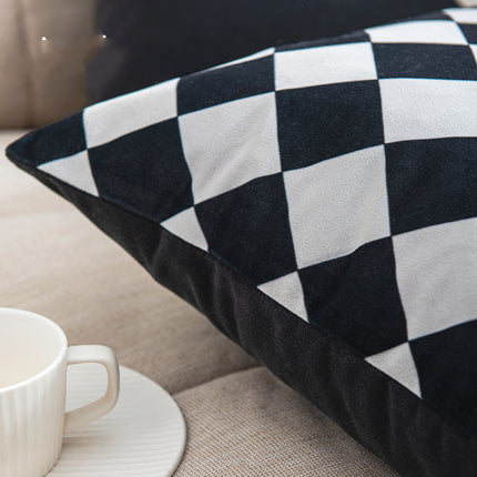 Simple And Modern Black And White Velvet Surface Geometric Pillow - Wnkrs