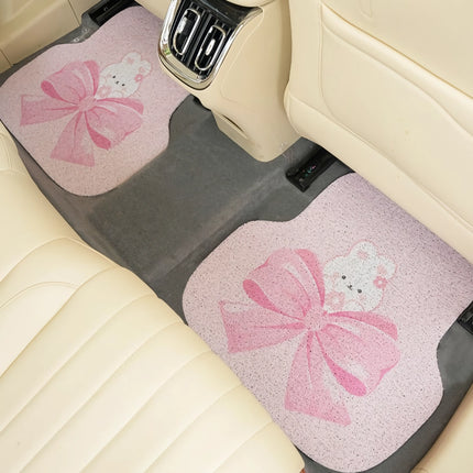 Tapis de sol de voiture avec nœud mignon - Design en anneau de soie anti-salissures et antidérapant