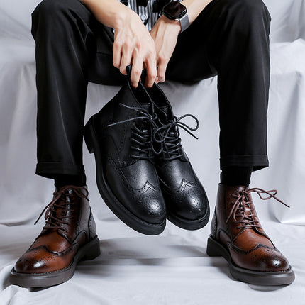 Bottines en cuir style brogue vintage pour homme