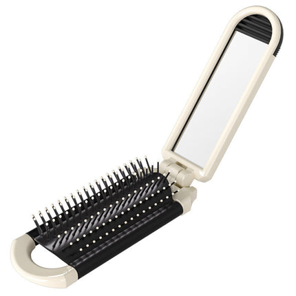 Brosse à cheveux pliable et portable avec miroir