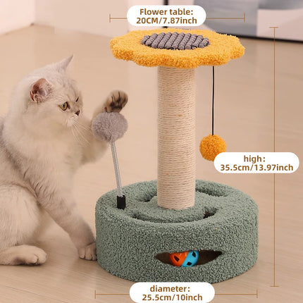 Cadre d'escalade compact pour chat avec griffoir en sisal et jouets interactifs