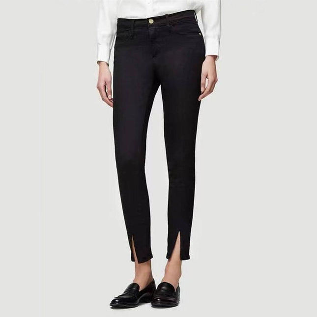 Jean stretch noir taille moyenne chic automne-hiver