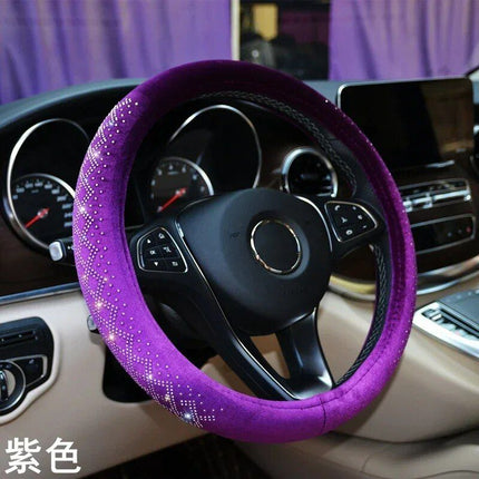 Universal Four Seasons Anti-Skid Steering Wheel Cover with Diamond Velvet Style - Wnkrs