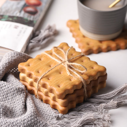 Posavasos de madera natural para galletas