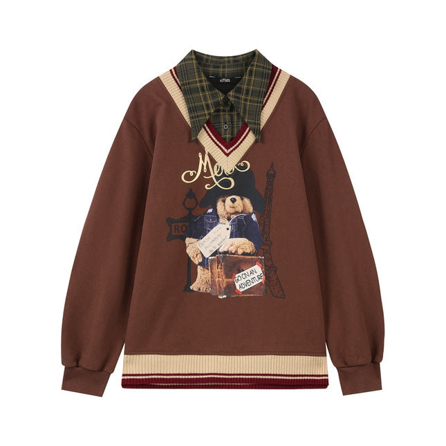 Sudadera con capucha con estampado gráfico kawaii de moda coreana para mujer