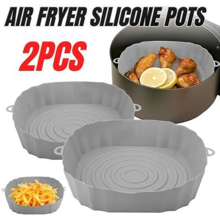 2Pcs Air Fryer Silicone Pot Baskets Liners Non-Stick Safe Oven Baking Tray Mats - Wnkrs