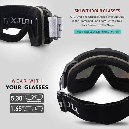 Multi-Purpose OTG Ski Goggles with Anti-Fog, UV Protection & Helmet Compatibility - Wnkrs